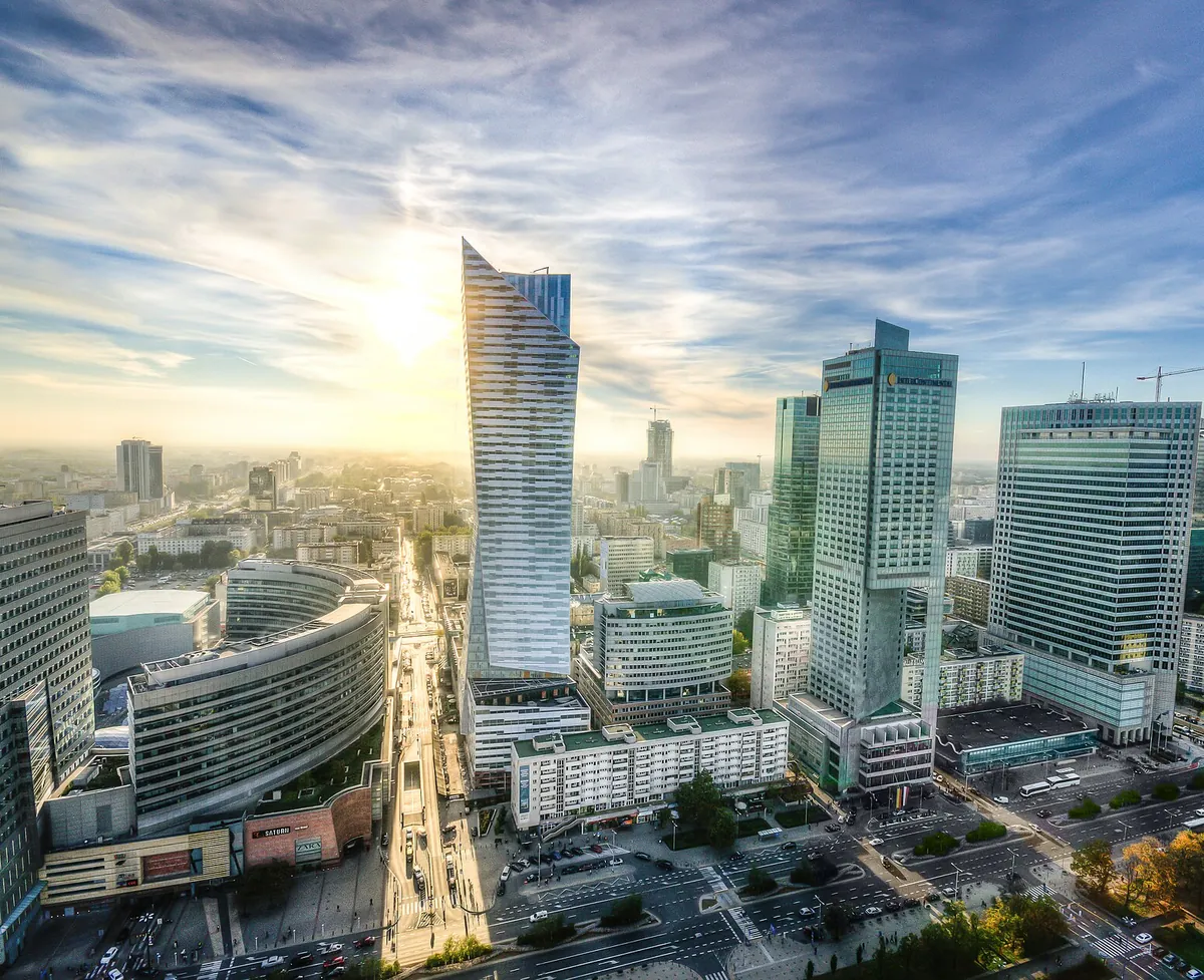 Warsaw city centre skyscrapers with Złota 44